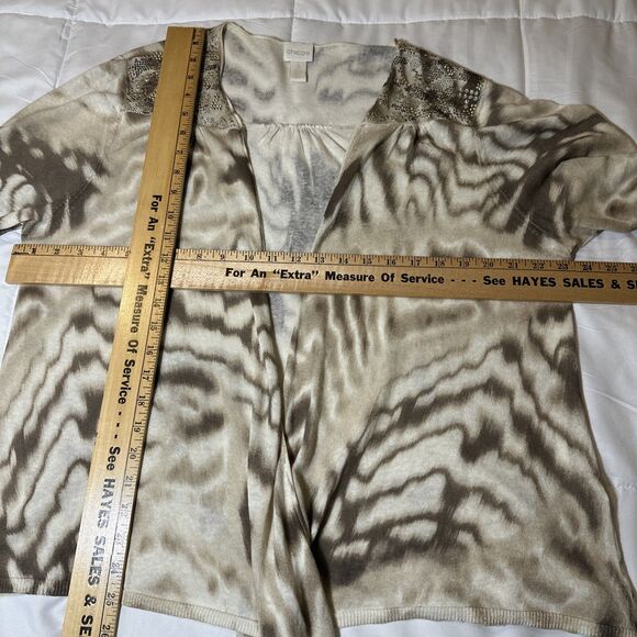 2pc Lot Chico’s Lightweight Cardigan Sweaters Size 3 Open Front Brown - Picture 16 of 16